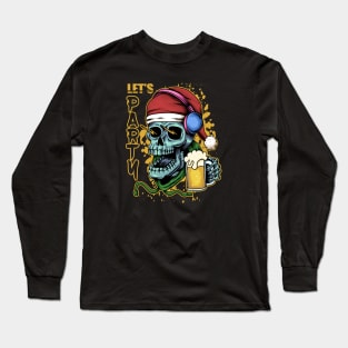 Skull Christmas Beer Party Long Sleeve T-Shirt